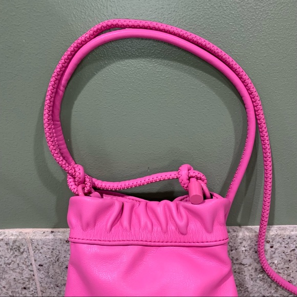Zara Knotted Mini Bucket Bag Pink Drawstring - Picture 4 of 8